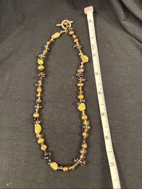 Handmade Brown & Gold Bead Necklace